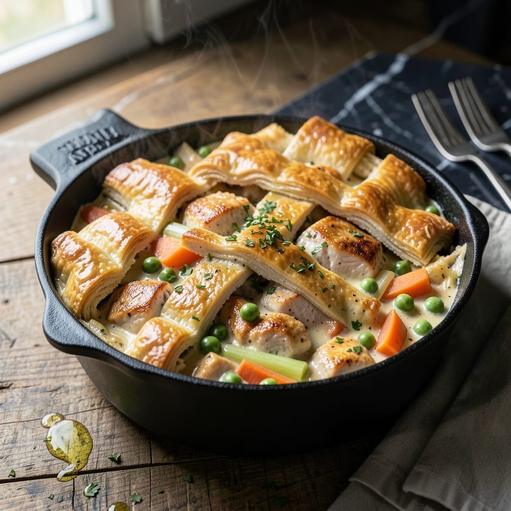 Chicken Pot Pie in a Pot Recipe: One-Pot Comfort With Flaky Biscuit Topping