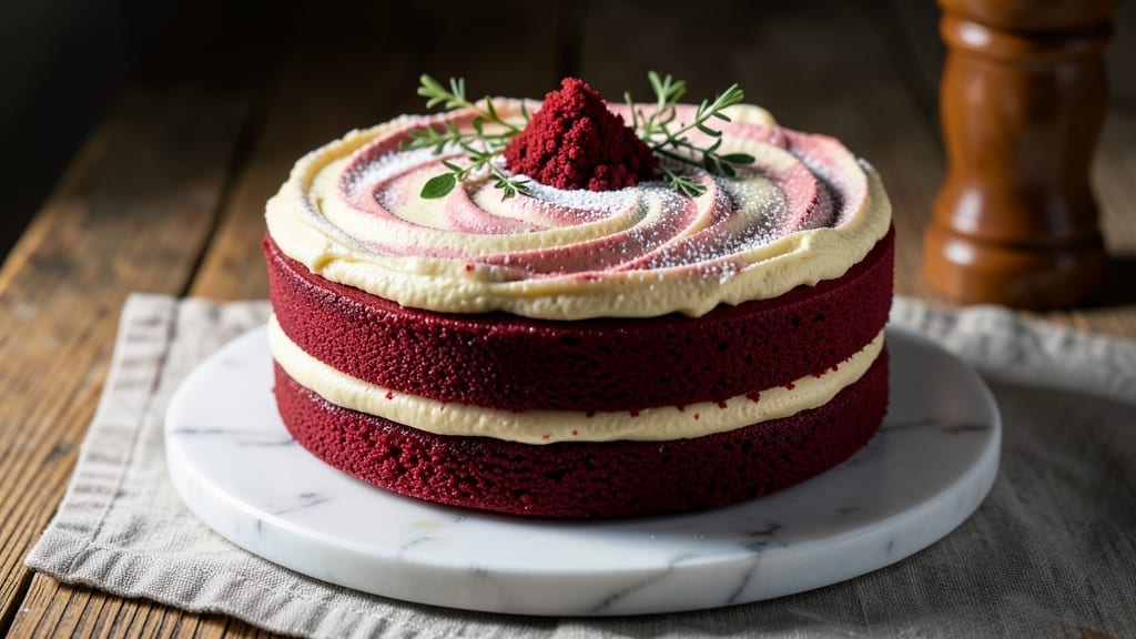 10-Inch Red Velvet Cake Recipe: Velvety Moistness with Cream Cheese Frosting Swirls