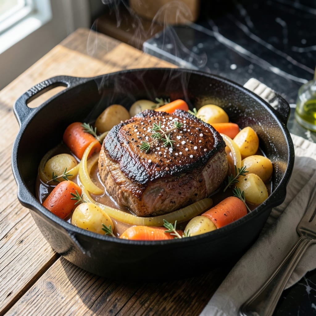 Stovetop Pot Roast Recipe With Vegetables: Fork-Tender Beef and Root Veggie Medley