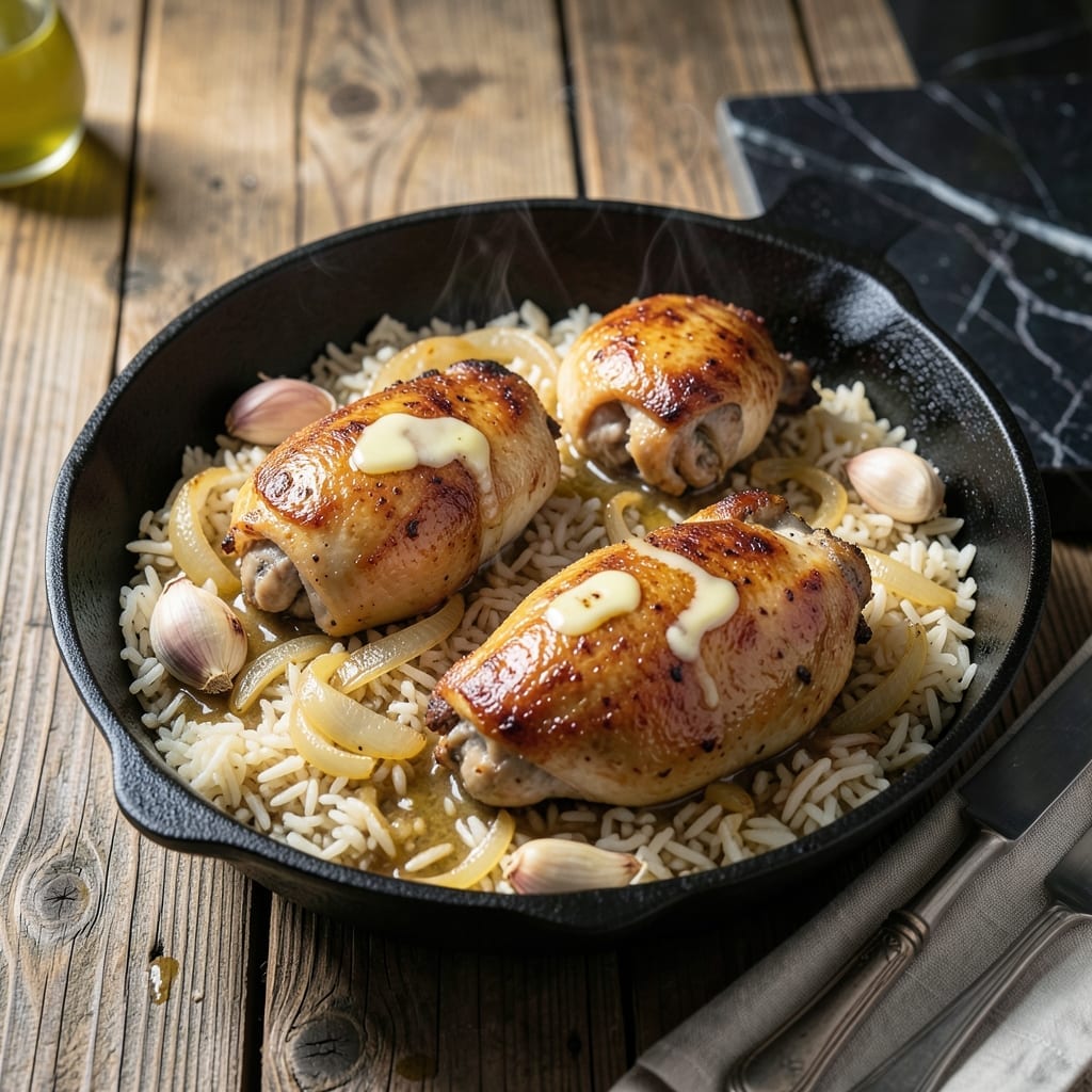 Chicken and Rice One Pot Oven Recipe: Golden Crust and Fluffy Grains