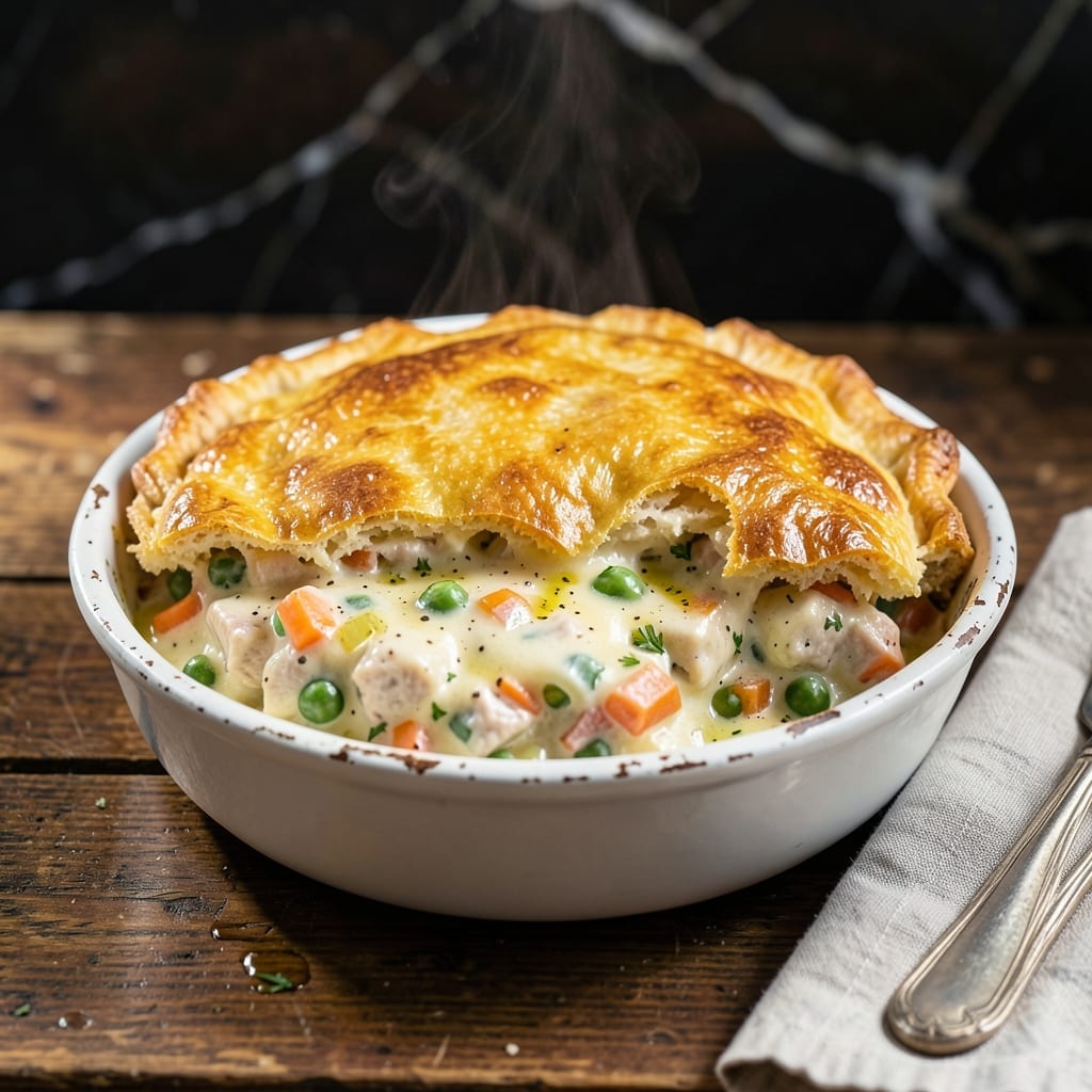 Tuna Pot Pie Recipe Bisquick: Flaky Crust Over Creamy Seafood Filling