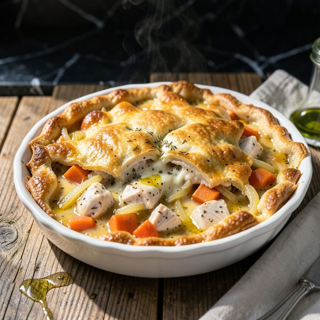 Homemade Chicken Pot Pie Recipe With Bisquick: Buttery Biscuit Topping Over Creamy Filling