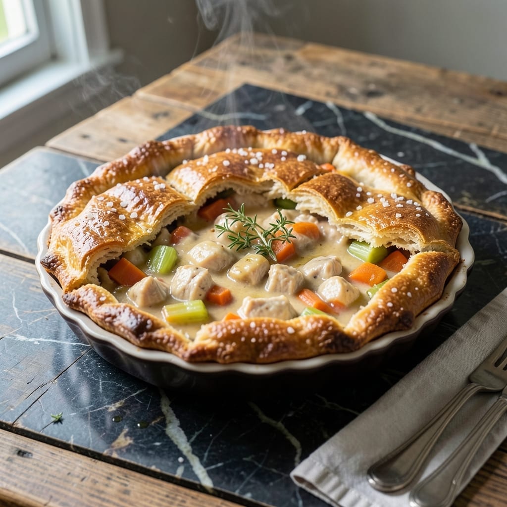 Chrissy Teigen's Chicken Pot Pie Recipe: Flaky Crust With Herb-Infused Filling