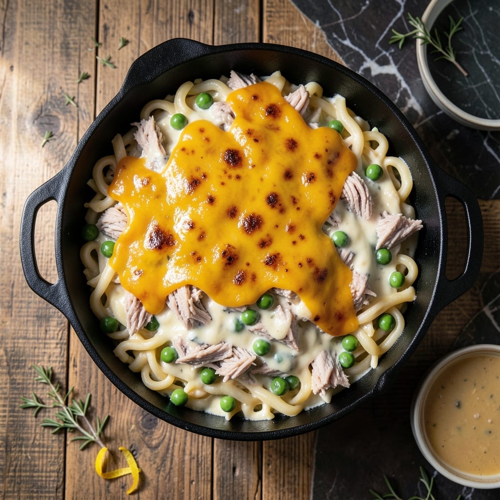 One Pot Tuna Casserole Recipe: Creamy Noodles with Peas and Crispy Topping