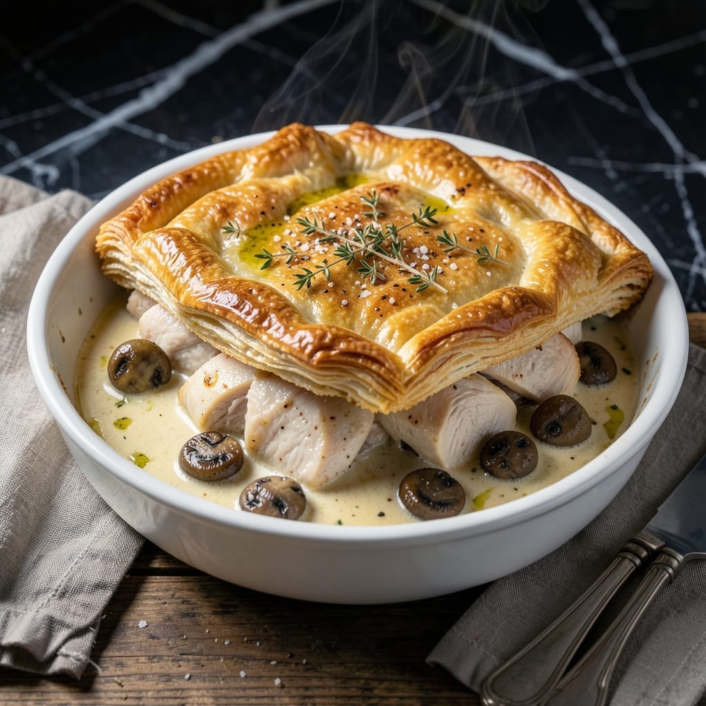 Chicken and Mushroom Pot Pie Recipe: Golden Crust Hugging Savory Herbs Chicken and Mushroom Pot Pie Recipe: Golden Crust Hugging Savory Herbs