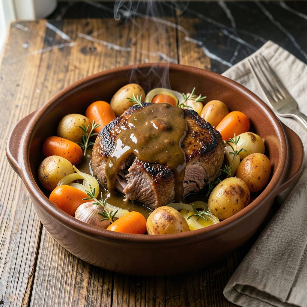 Visual representation of Awesome Pot Roast Crock Pot Recipe: Hands Off Fall Apart Tender Beef