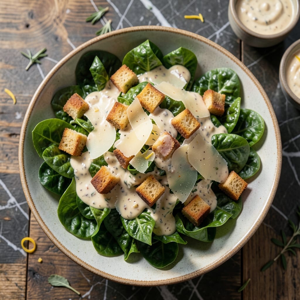 Melting Pot Cesar Salad Recipe: Romaine Hearts With Garlic Anchovy Dressing