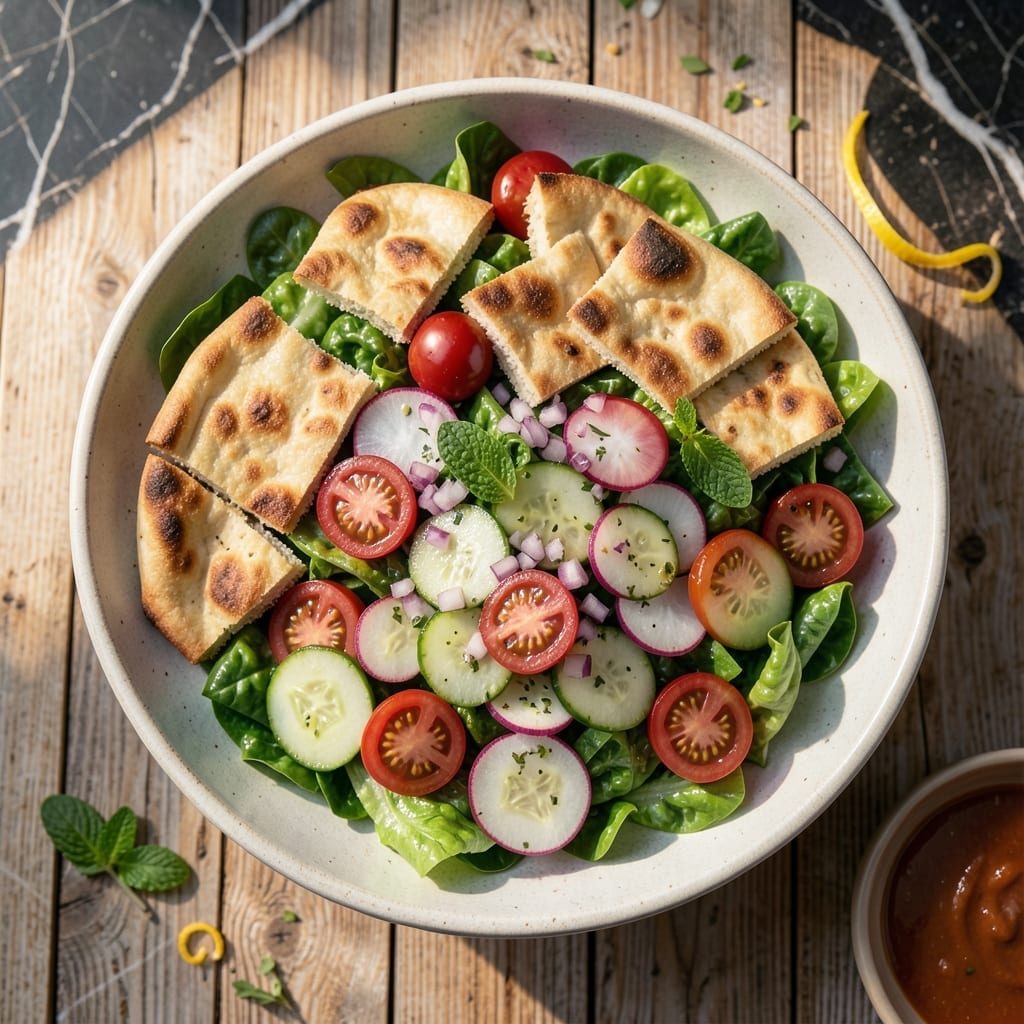 Traditional Fattoush Salad Recipe: Sumac-Kissed Mediterranean Crunch