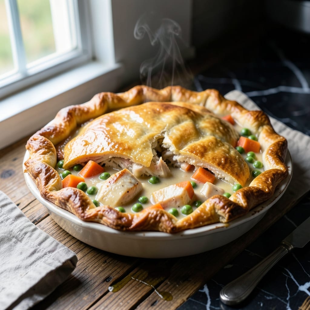 Single Crust Pot Pie Recipe: Golden Top Over Creamy Herb Filling