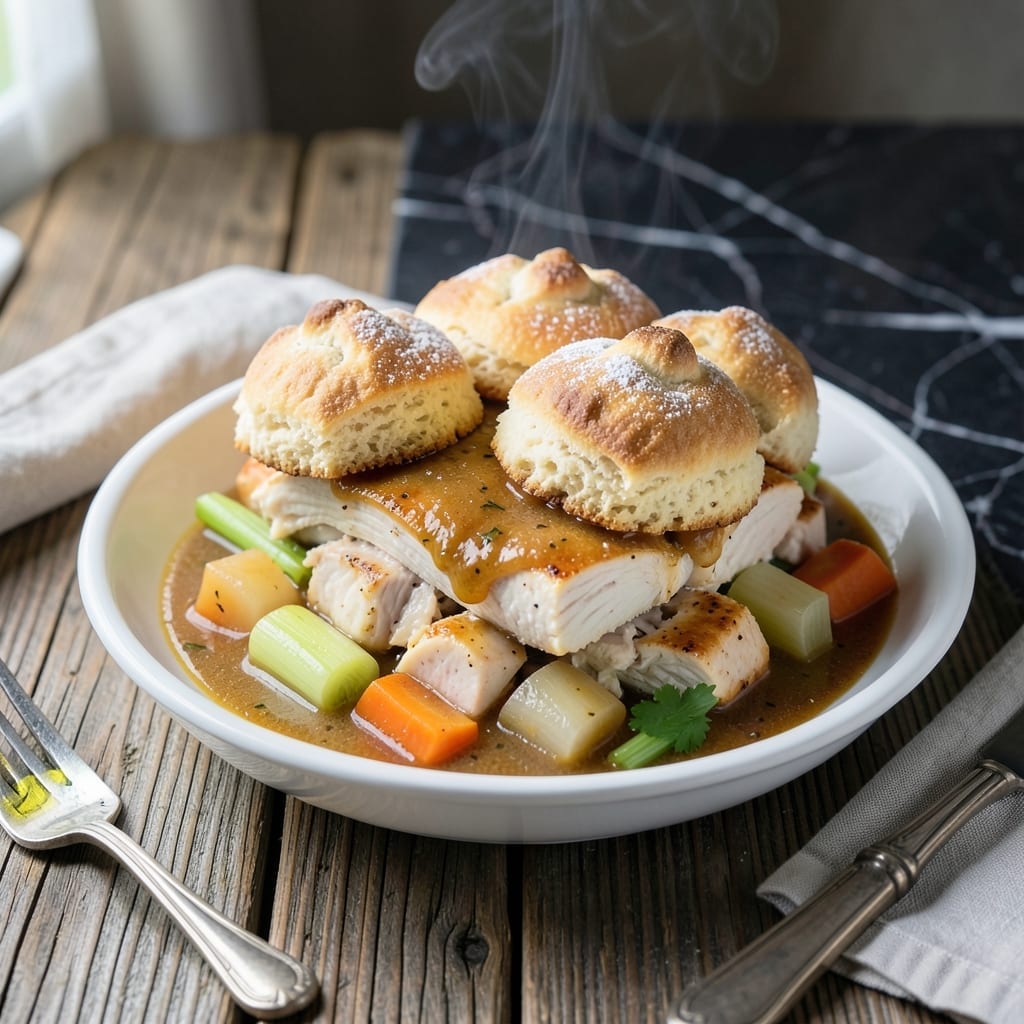 Chicken Pot Pie Recipe With Buttermilk Biscuits: Flaky Layers Over Savory Filling