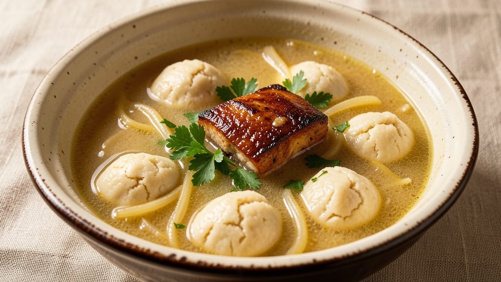 2nd Ave Deli Matzo Ball Soup Recipe: Choux-Puffed Matzo Balls in Rich Chicken Broth