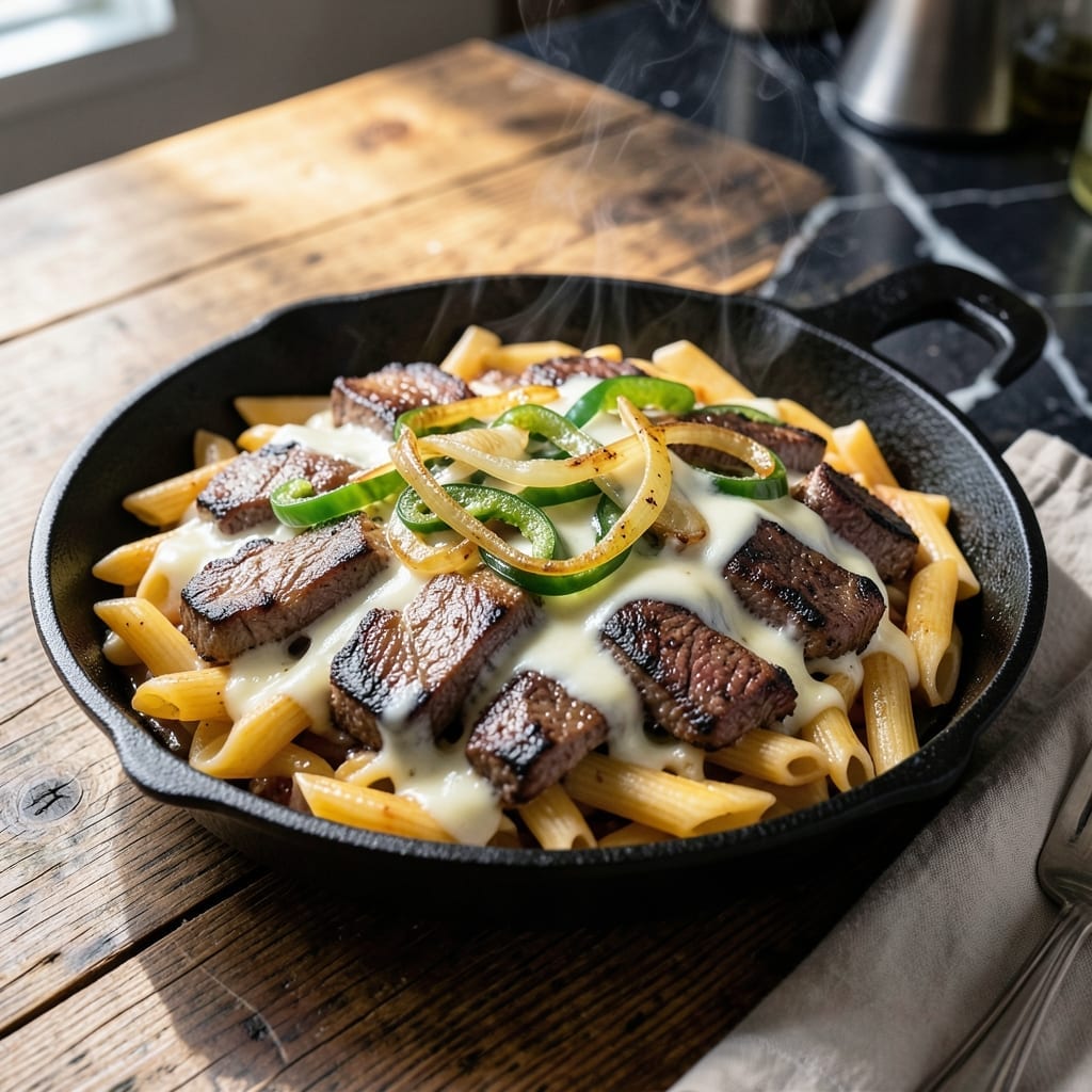 One Pot Philly Cheesesteak Pasta Recipe: Melty Cheese and Beef in Every Bite