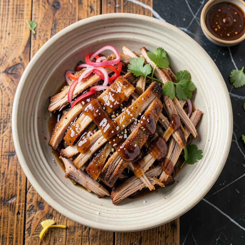 bbq pulled pork recipe instant pot illustration with key details