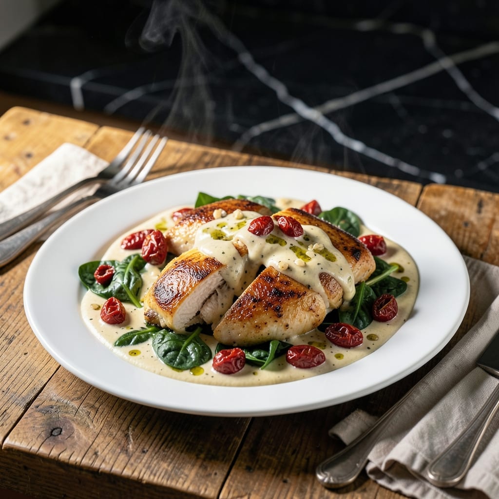 Tuscan Chicken Crock Pot Recipe: Sun-Dried Tomato and Spinach Slow Cooker Meal