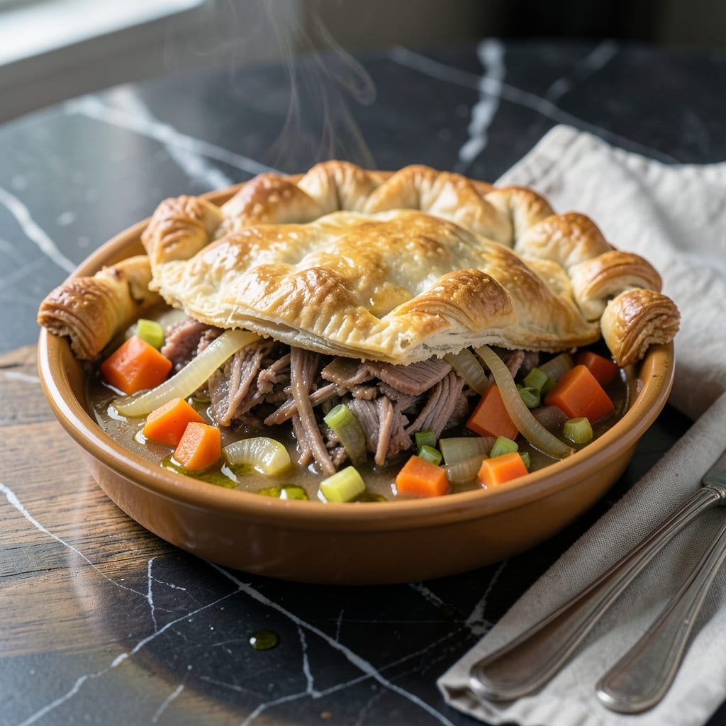 Pulled Pork Pot Pie Recipe: Smoky Filling Under Golden Crust