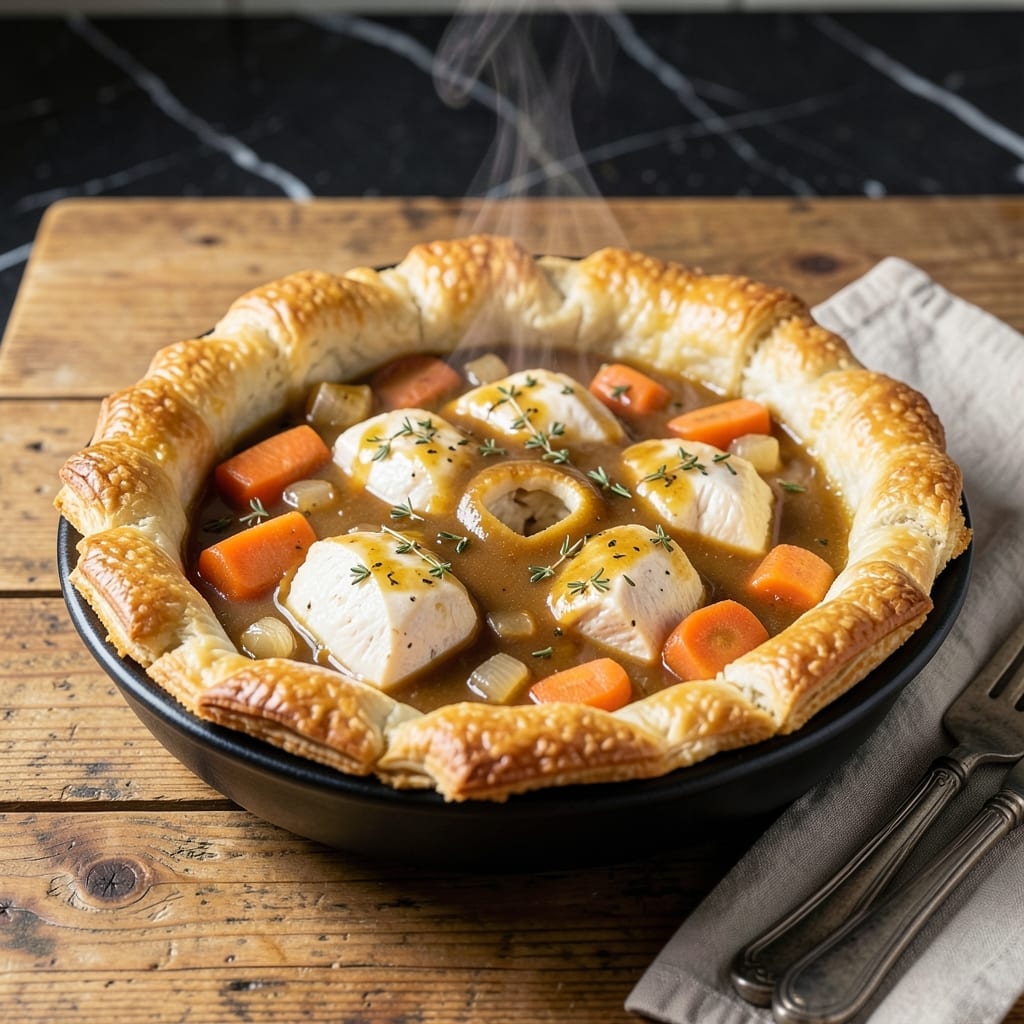 Slippery Chicken Pot Pie Recipe: Buttery Layers Over Creamy Filling