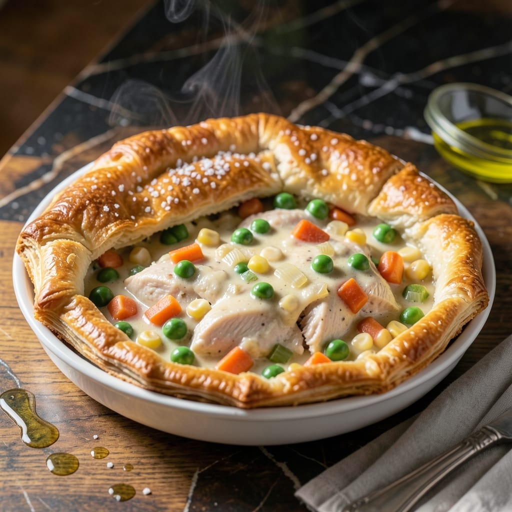 Creamy Chicken Pot Pie Recipe: Velvety Filling Under Flaky Pastry