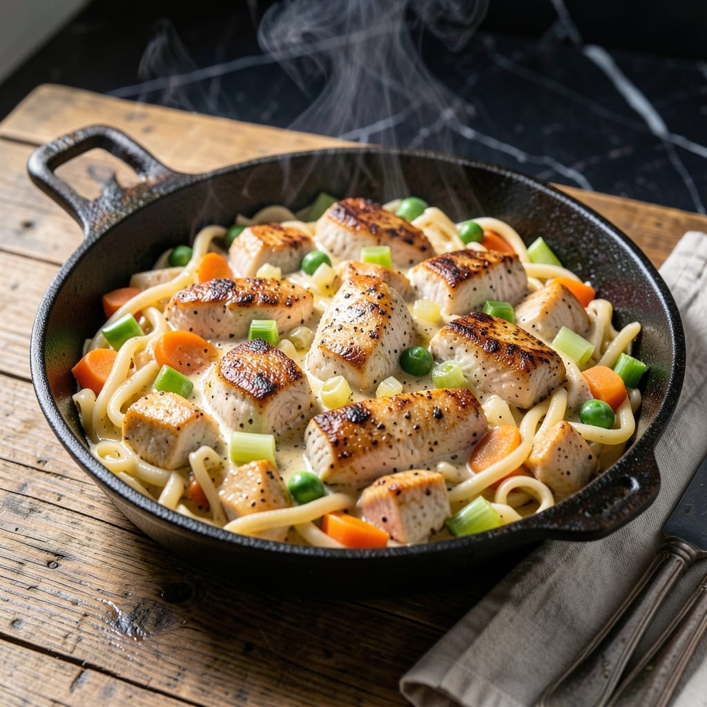 Chicken Pot Pie Pasta Skillet Recipe: One-Pan Creamy Comfort