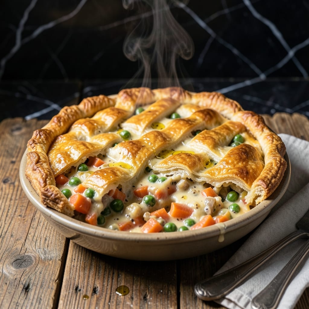 Canned Vegetable Pot Pie Recipe: Flaky Crust Over Savory Mix