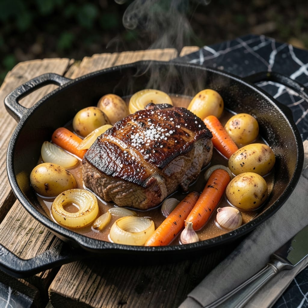 Campfire Pot Roast Recipe: Smoky Slow-Cooked Tenderness Over Open Flame Campfire Pot Roast Recipe: Smoky Slow-Cooked Tenderness Over Open Flame