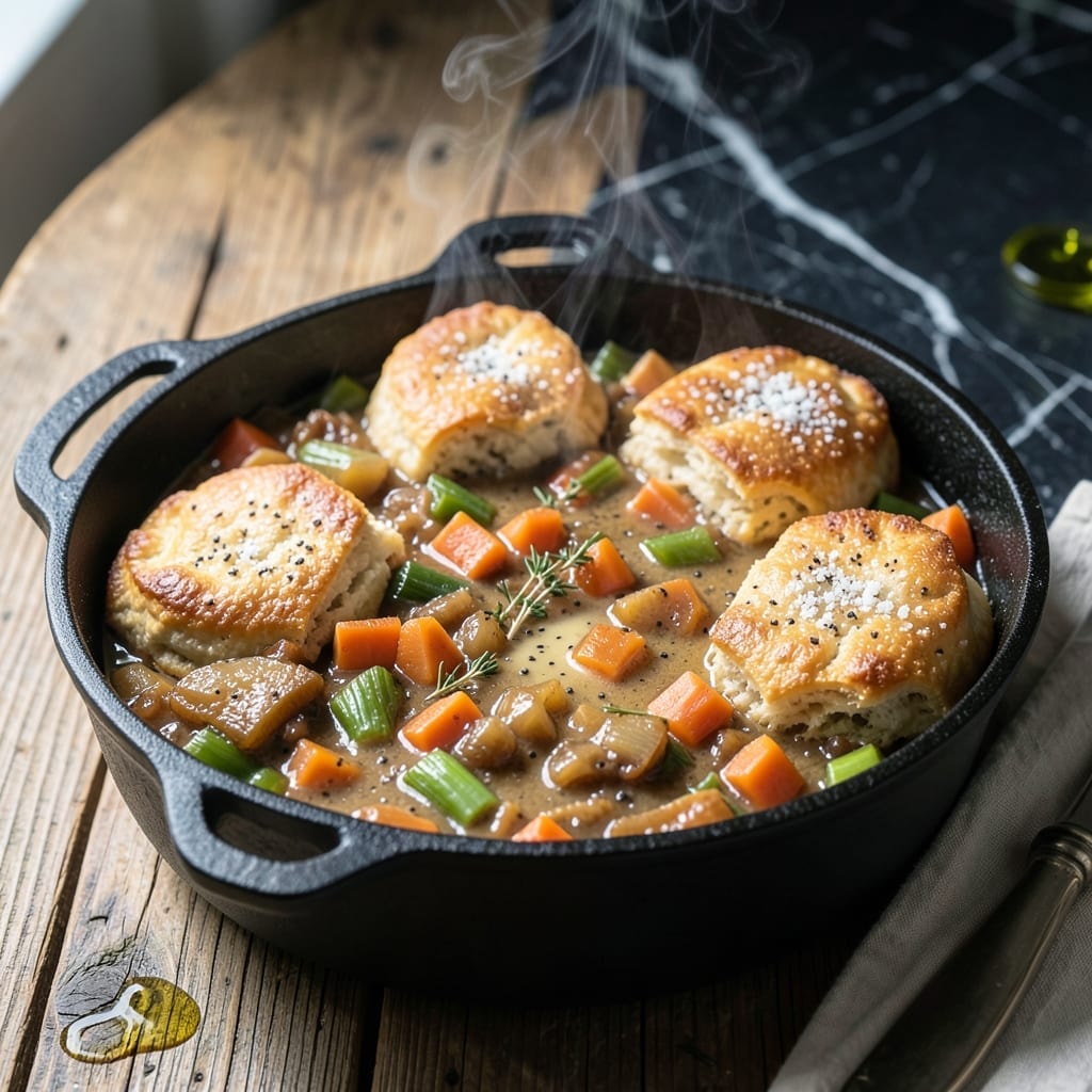 Veggie Pot Pie Recipe With Biscuits: Flaky Topping Over Garden Fresh Fillings Veggie Pot Pie Recipe With Biscuits: Flaky Topping Over Garden Fresh Fillings