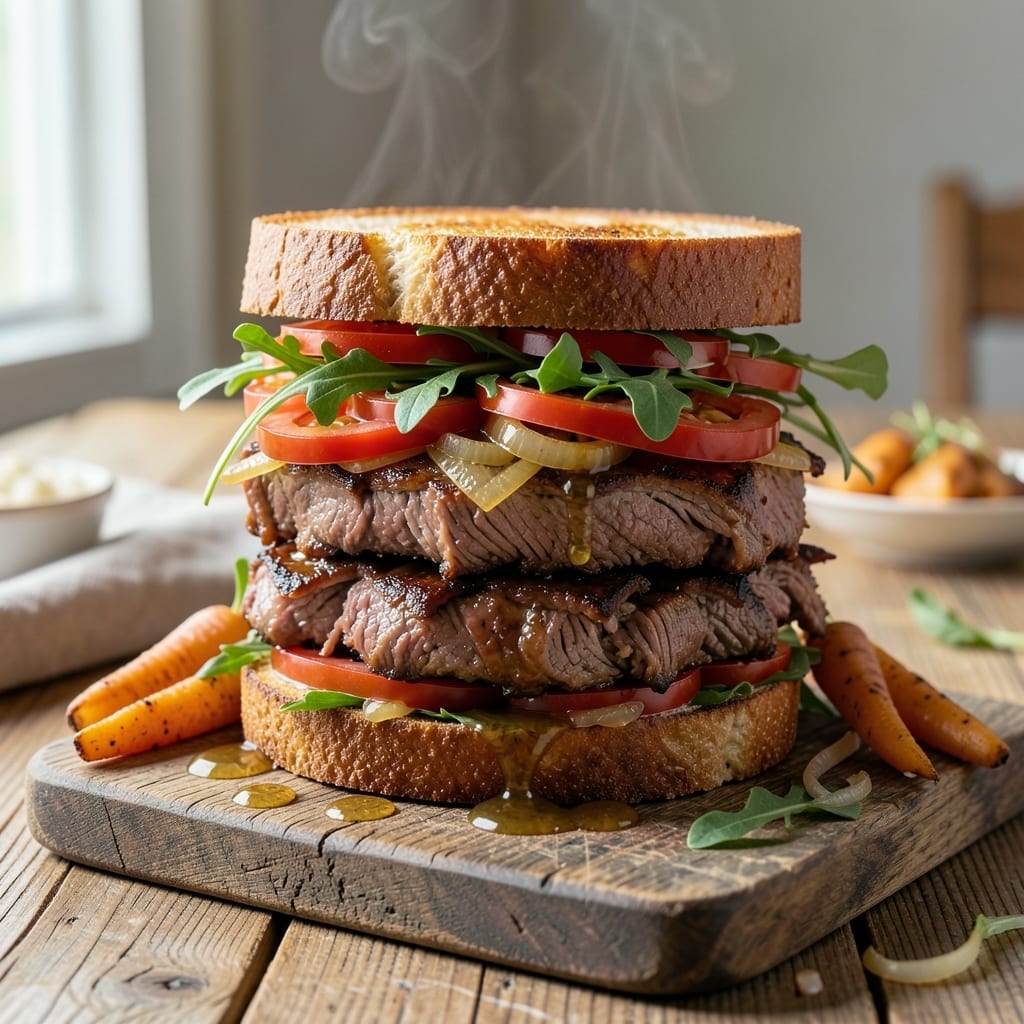 Pot Roast Beef Sandwich Recipe: Shredded Smothered in Au Jus Pot Roast Beef Sandwich Recipe: Shredded Smothered in Au Jus