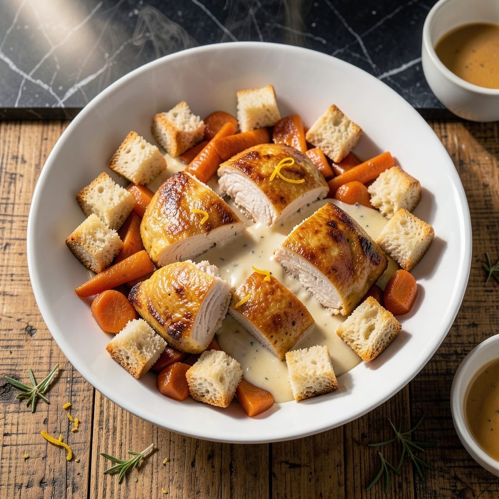 Deconstructed Pot Pie Recipe: Flaky Biscuit Topping With Rich Gravy