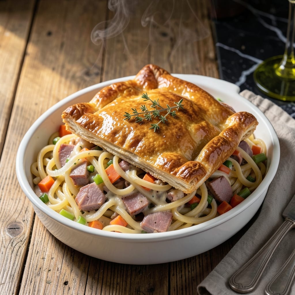 Ham Pot Pie Noodle Recipe: Comforting Noodles in Creamy Gravy
