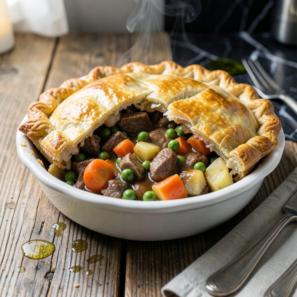 Leftover Roast Beef Pot Pie Recipe: Flaky Pastry Hugging Savory Filling