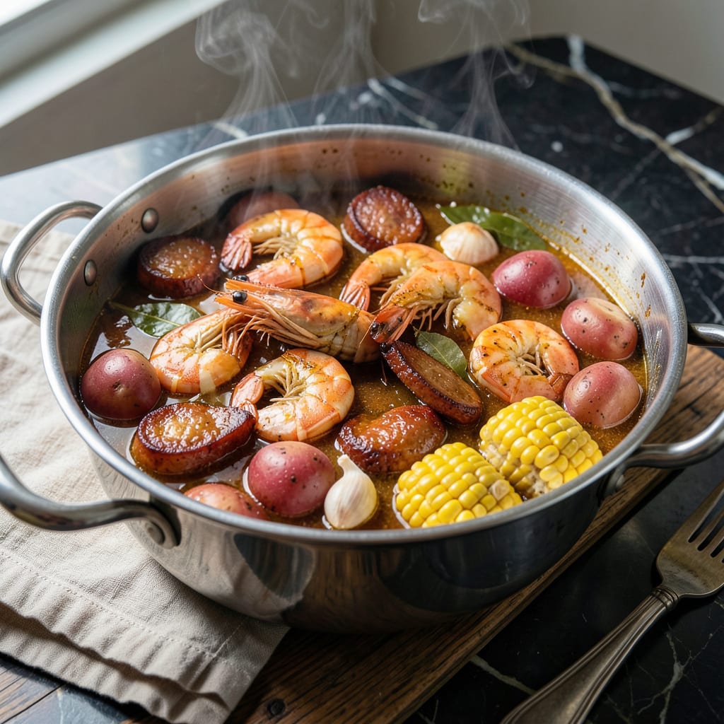 Visual representation of cajun steam pot recipe