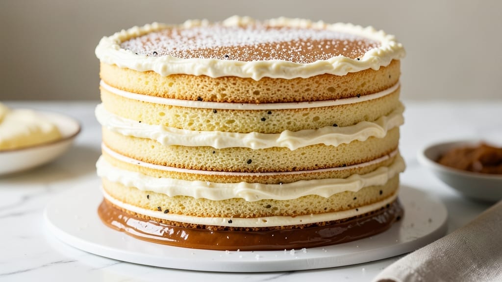 16-Layer Cake Recipe: Vanilla Bean Swirls and Cream Cheese Frosting Mastery