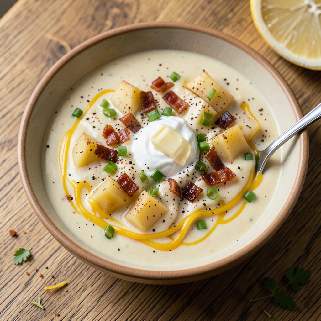 Cheddar's Baked Potato Soup Recipe: Creamy, Cheesy Comfort in a Bowl example with annotations