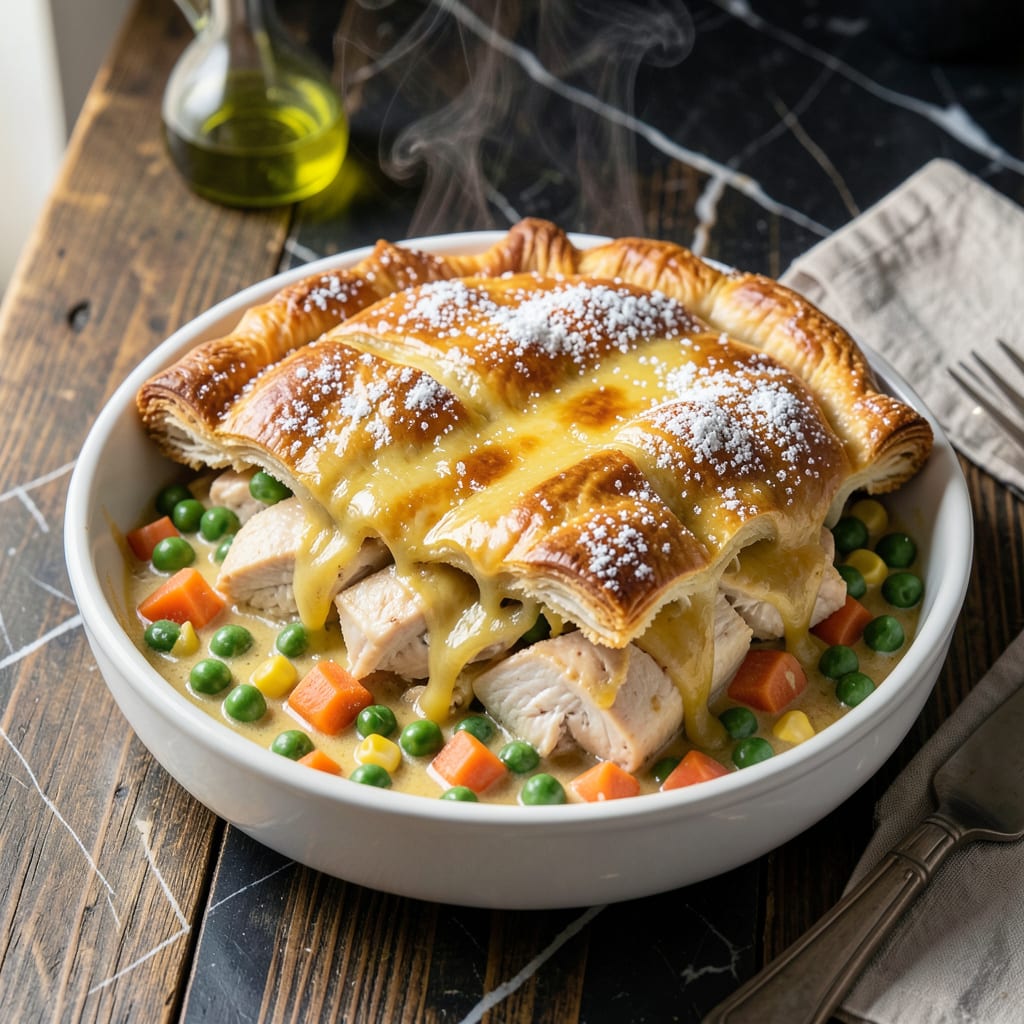 Visual representation of Cheddars Pot Pie Recipe: Golden Crust Over Savory Chicken and Veggies