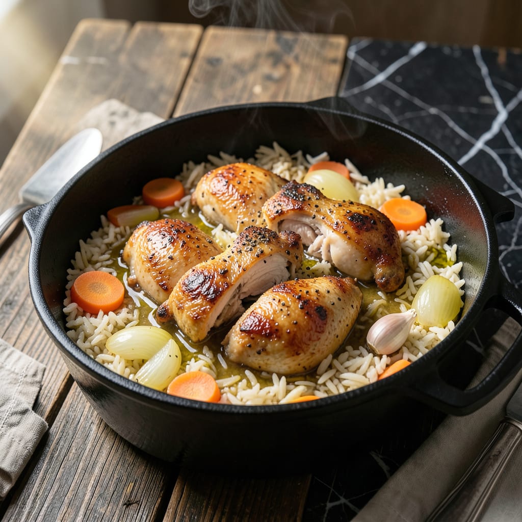 Chicken and Rice Pot Recipe: One Pan Savory Simplicity illustration with key details