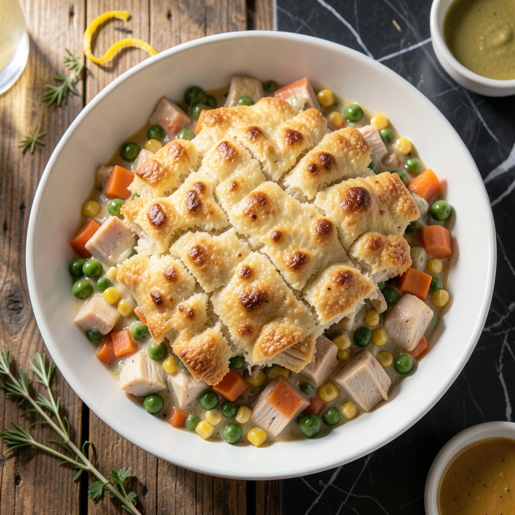 chicken pot pie crock pot recipe bisquick illustration with key details