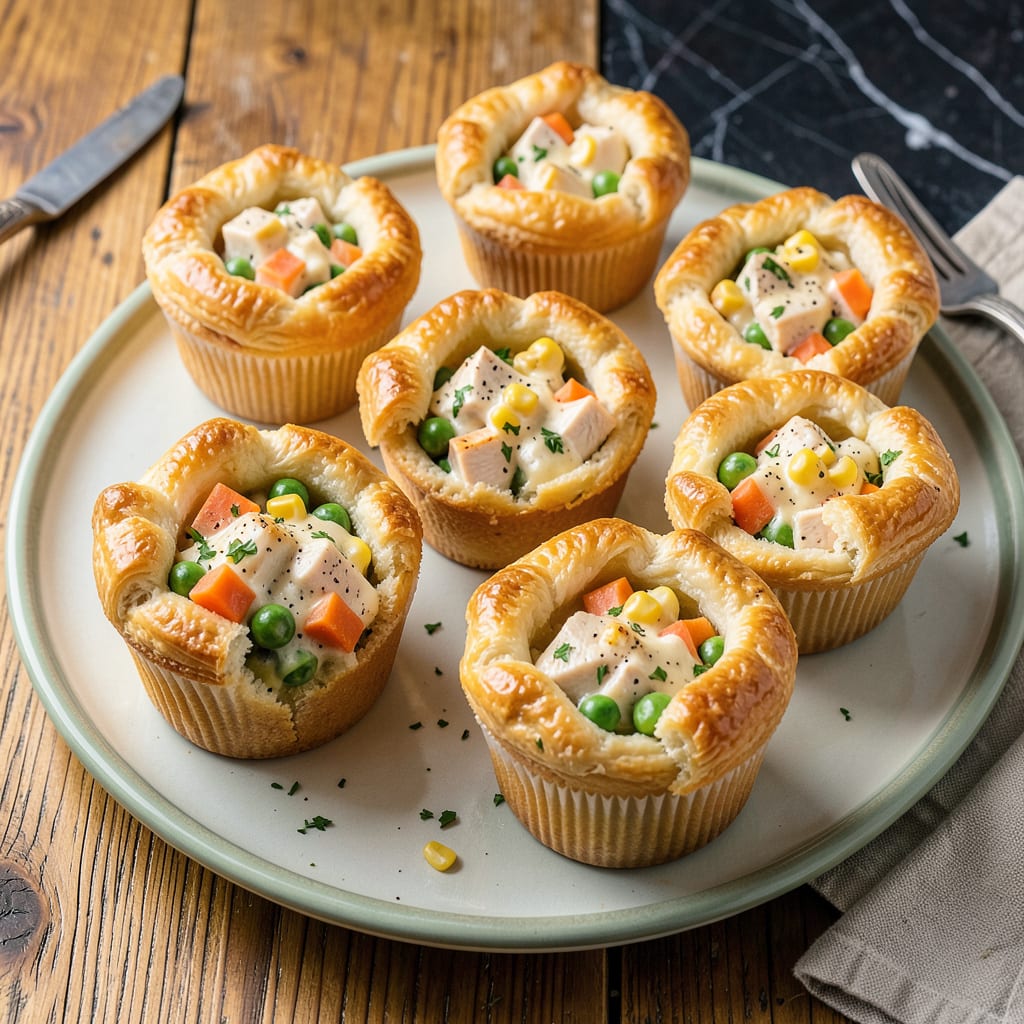 Chicken Pot Pie Muffin Tin Recipe: Individual Comfort Food Bites illustration with key details
