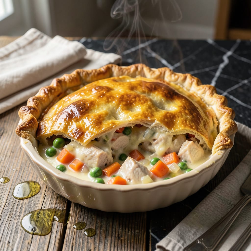 chickwn pot pie recipe illustration with key details