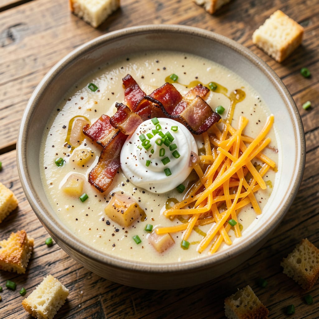 Chili's Loaded Baked Potato Soup Recipe: Creamy Comfort With All the Toppings illustration with key details