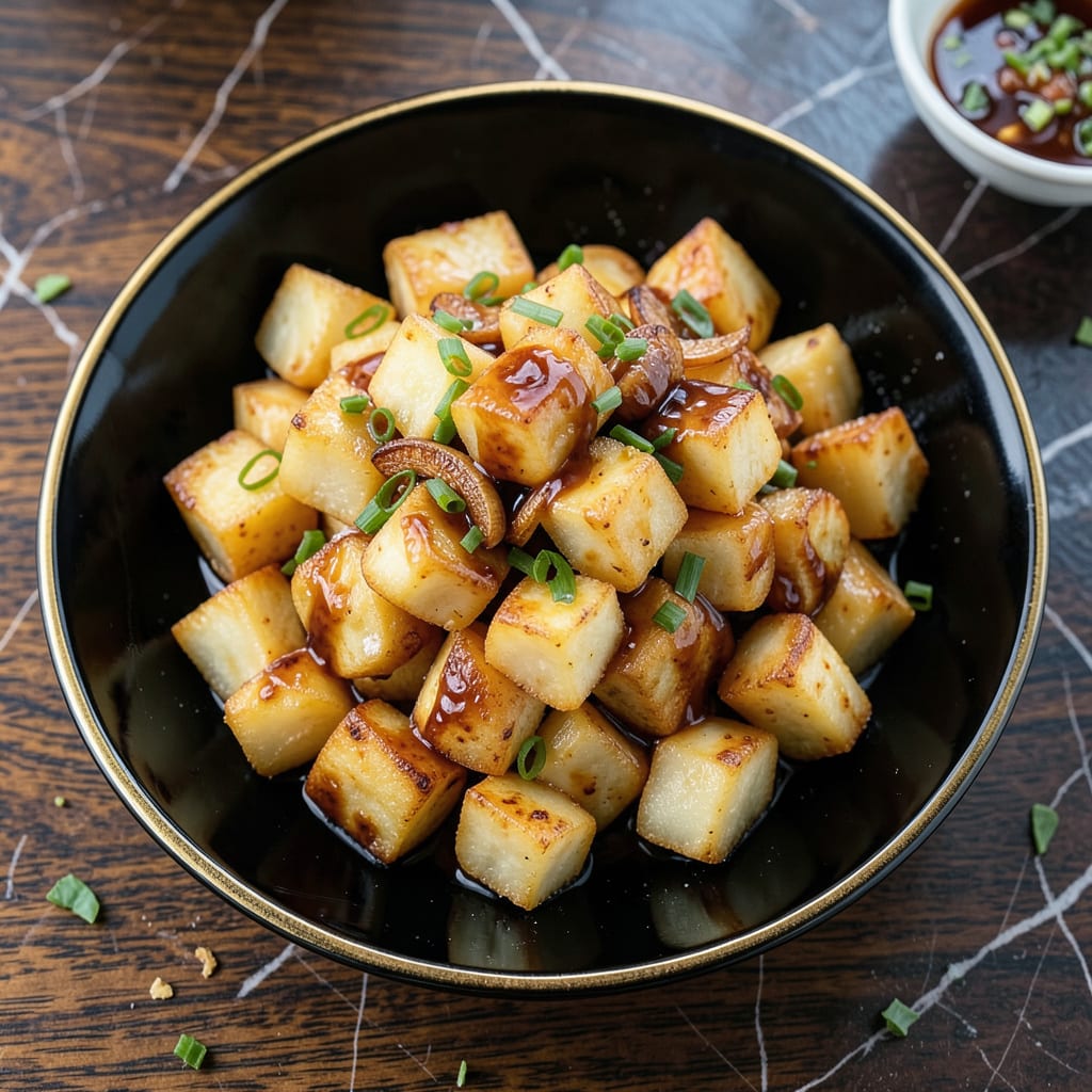 Chinese Buffet Potatoes Recipe: Crispy Garlic Glazed Bites in 20 Minutes illustration with key details