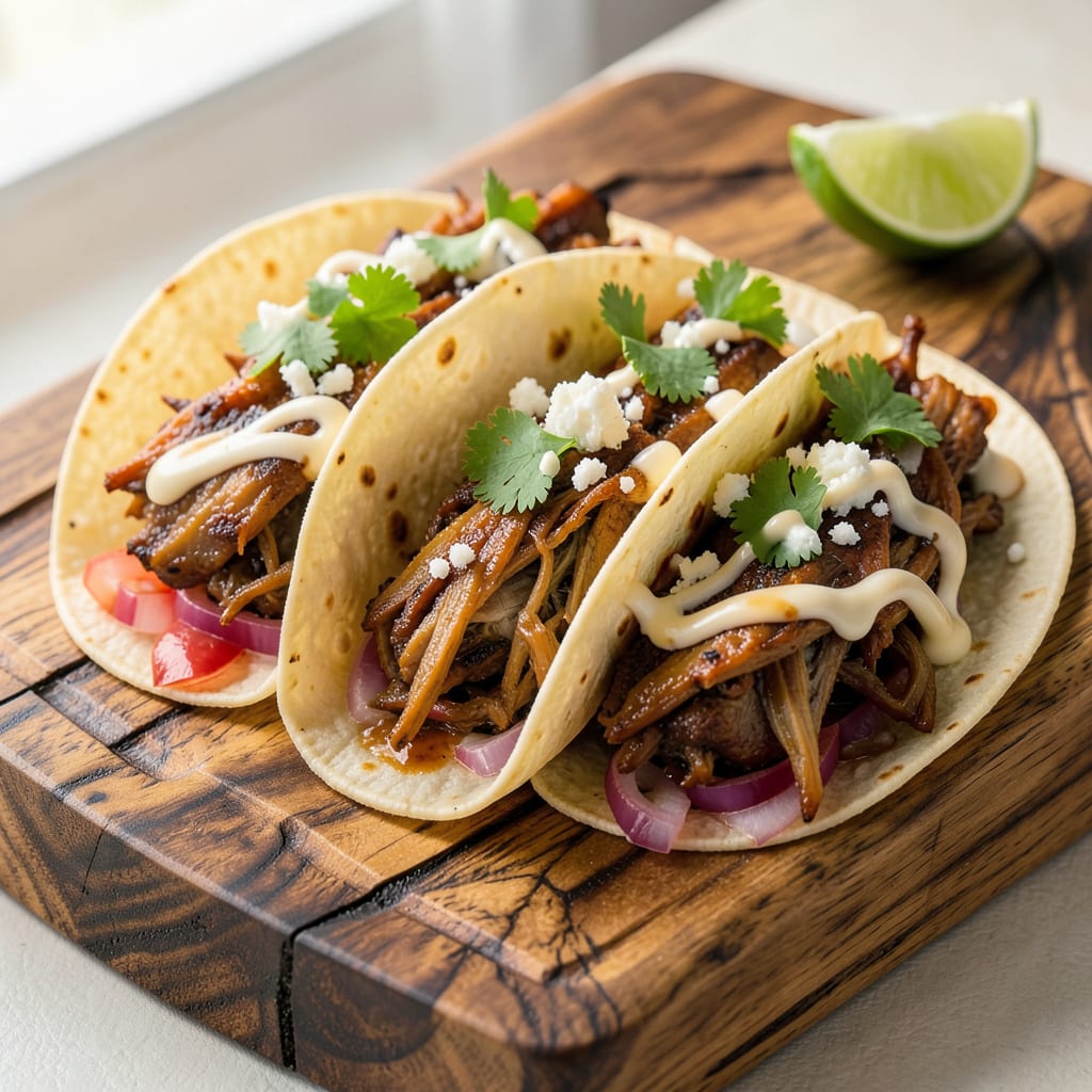 Chipotle Pork Tacos Recipe: Smoky, Tender Meat in Warm Corn Tortillas illustration with key details