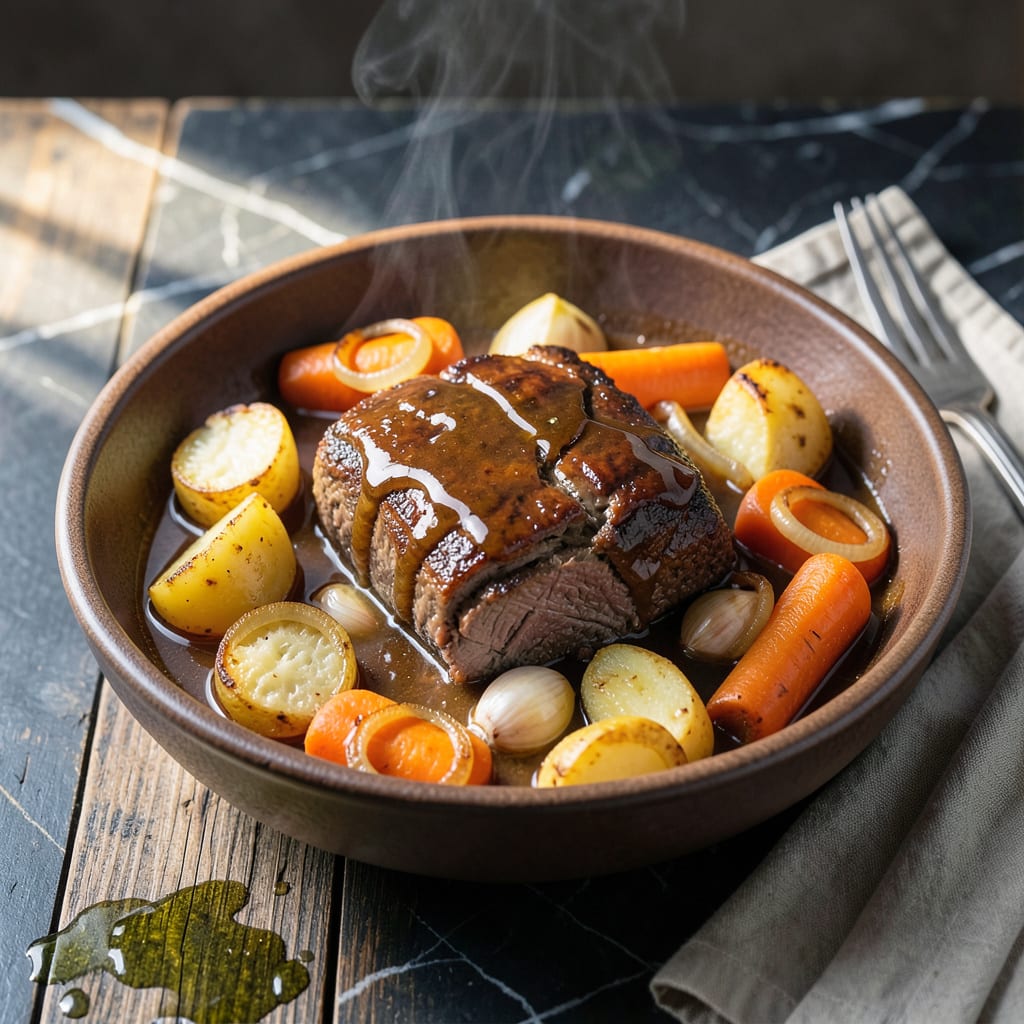 Complete chuck pot roast crock pot recipe overview image