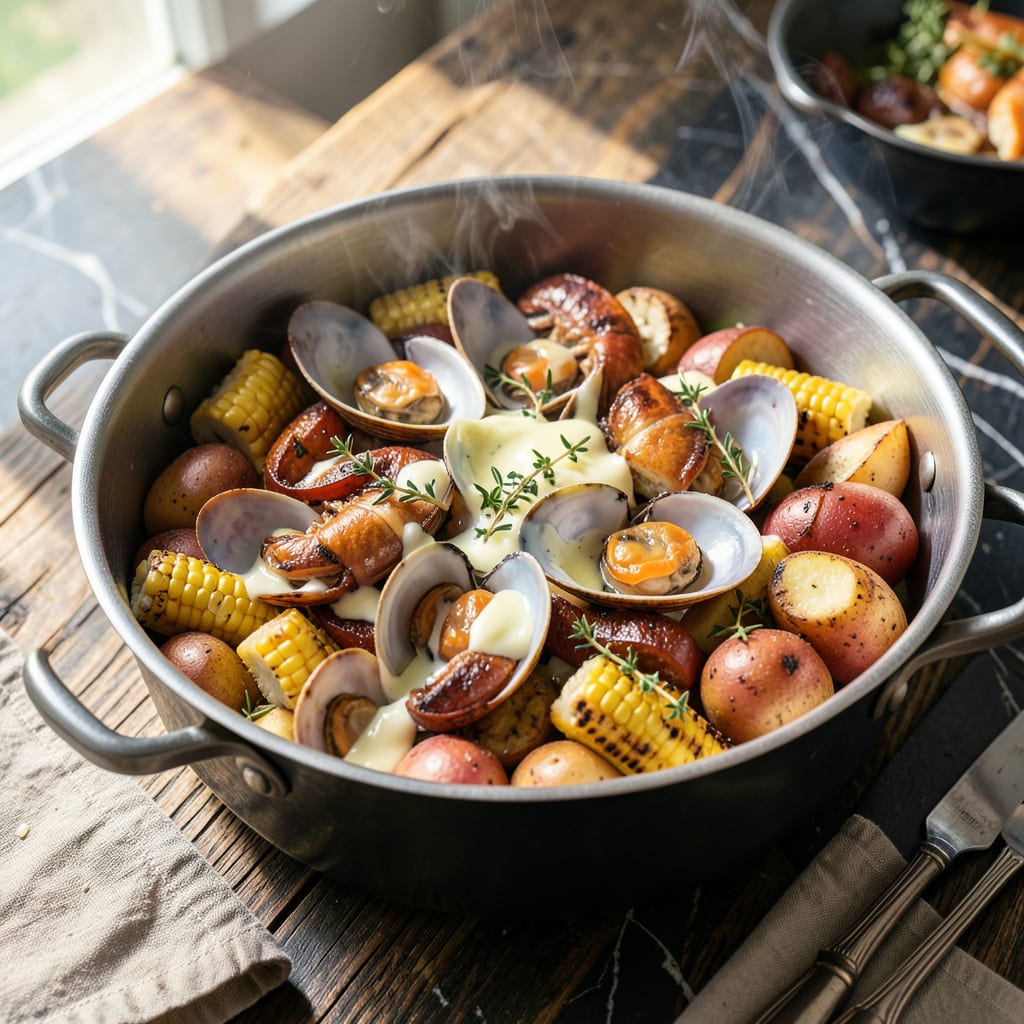 clambake pot recipe example with annotations