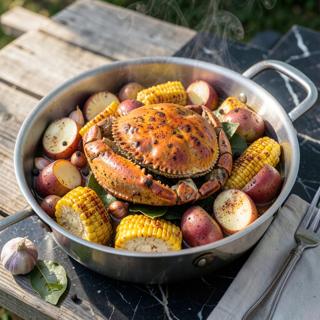 Crab Pot Recipe: Seafood Feast With Old Bay Spices example with annotations