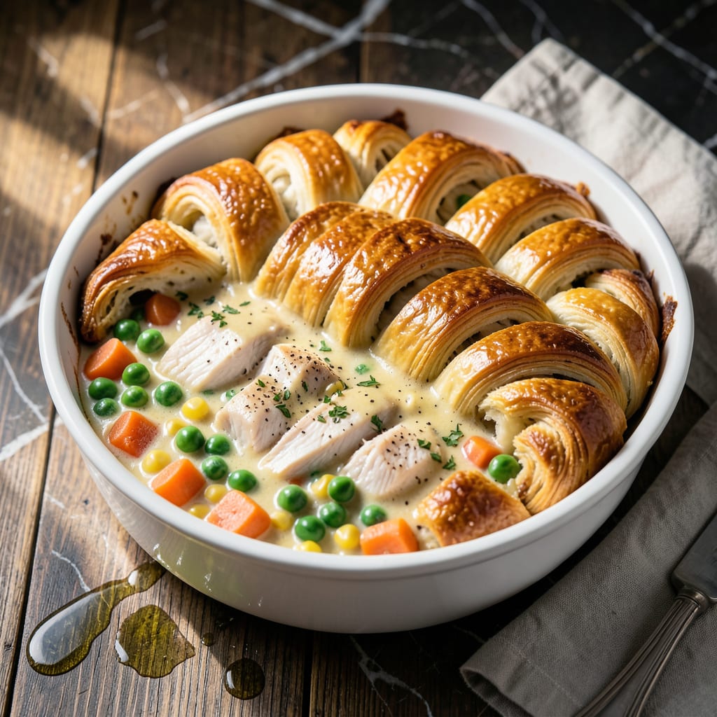 crescent pot pie recipe example with annotations