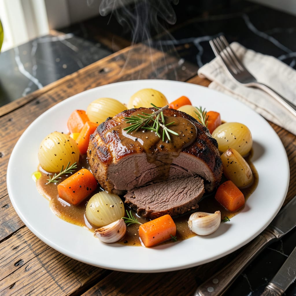 Visual representation of crock pot instant pot roast recipe