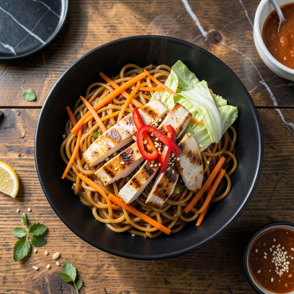 Crock Pot Lo Mein Recipe: Noodles and Veggies in Savory Sauce example with annotations