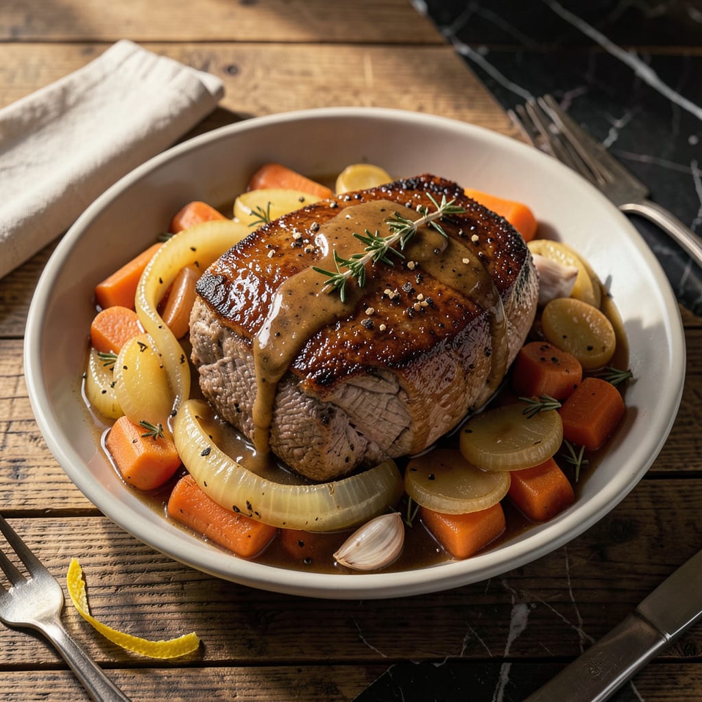 Visual representation of Crock Pot Recipe for Beef Roast: Fall Apart Tender with Rich Gravy