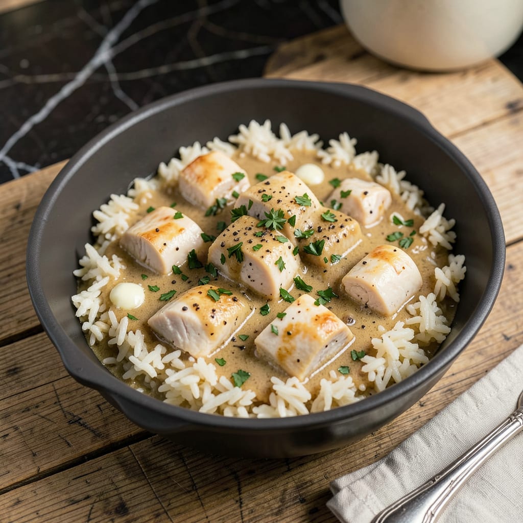 Crockpot Chicken and Rice Recipe: Creamy, Hands Off Weeknight Dinner example with annotations