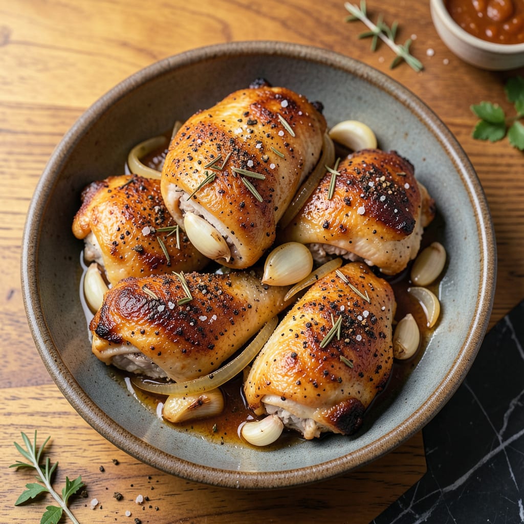 Crockpot Chicken Thighs Recipe: Fall Off the Bone Tender in 4 Hours illustration with key details