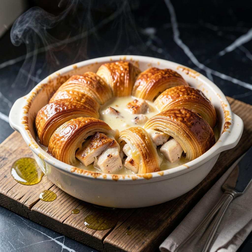 Complete Croissant Pot Pie Recipe: Buttery Layers Over Creamy Chicken Filling overview image